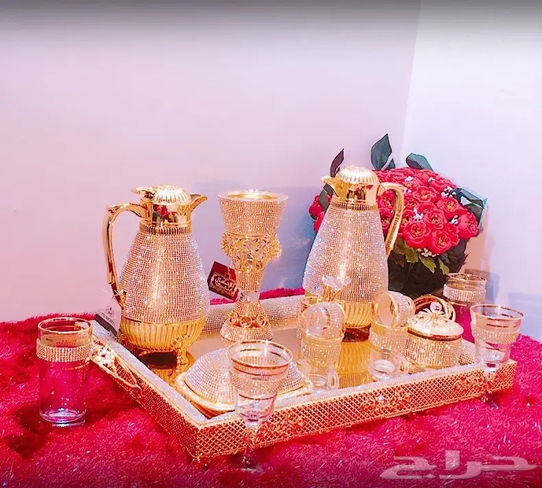 طقم الضيافة الفاخر مرصع بالكريستال حصريااا (image 4)