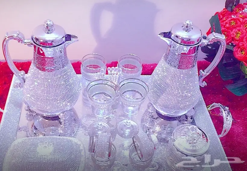 طقم الضيافة الفاخر مرصع بالكريستال حصريااا (image 13)