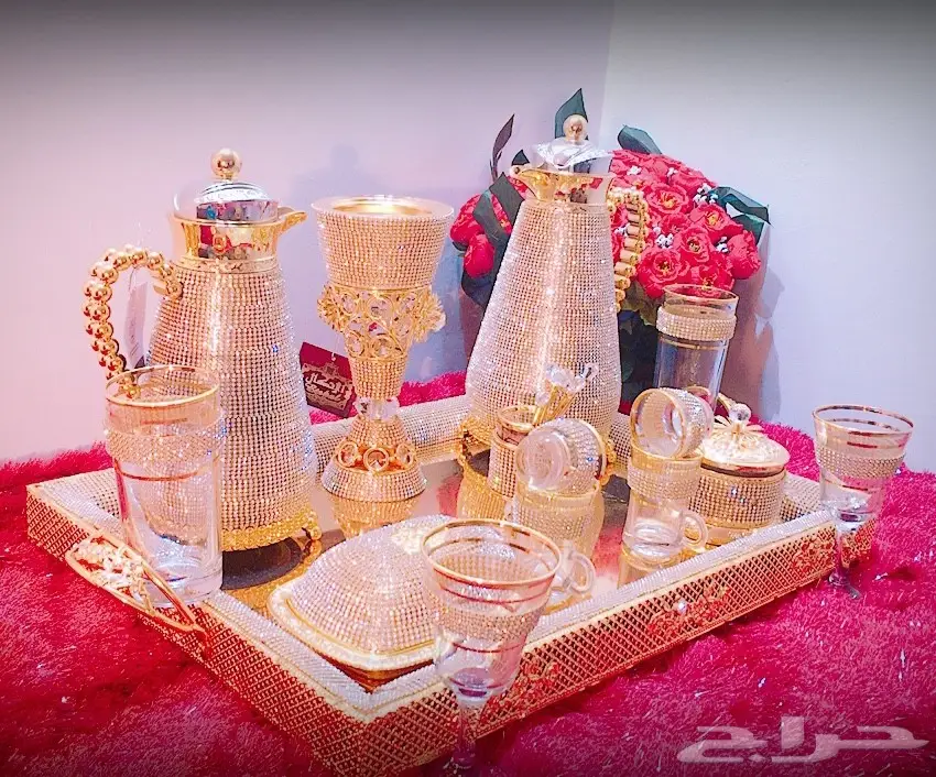 طقم الضيافة الفاخر مرصع بالكريستال حصريااا (image 15)