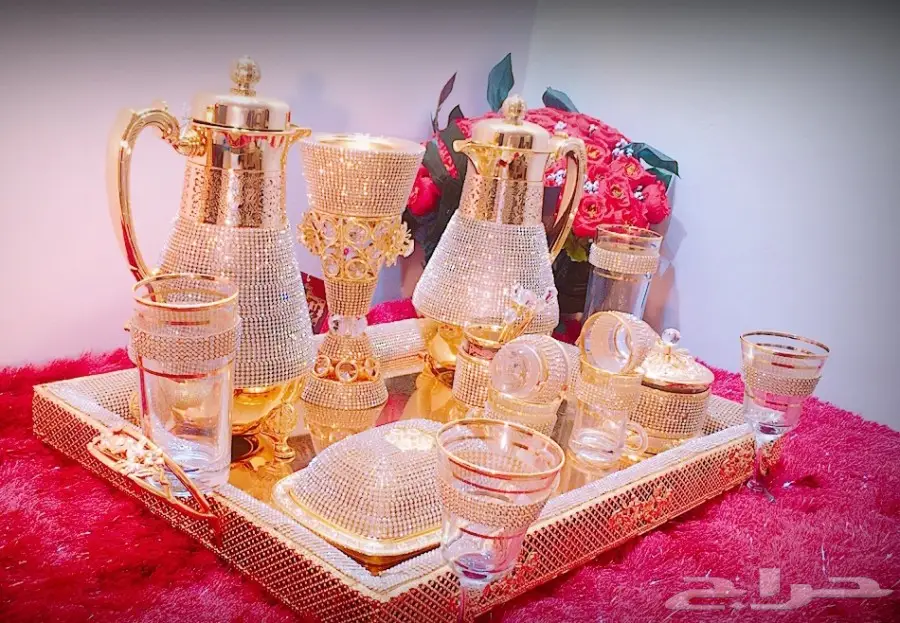 طقم الضيافة الفاخر مرصع بالكريستال حصريااا (image 14)