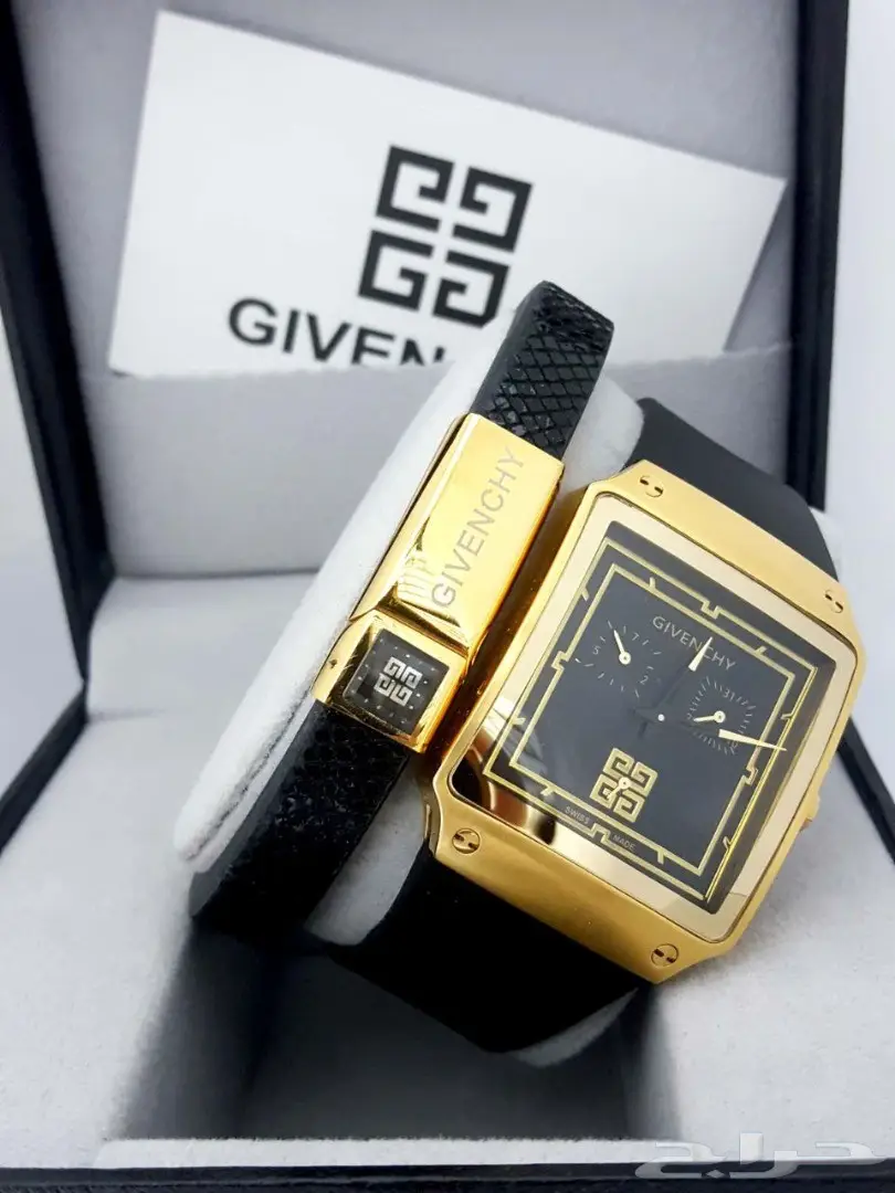 ساعة وجبة رجالية جيفنشي - جلد و ربل مطاطي كالجديد! (image 5)