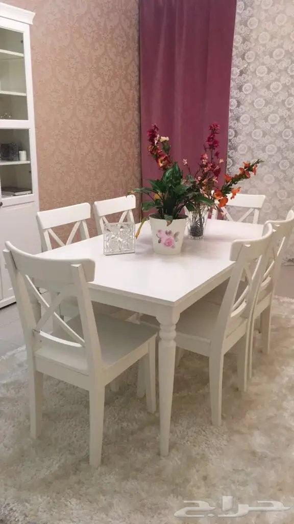طاوله طعام مع 6 كراسي ايكيا
