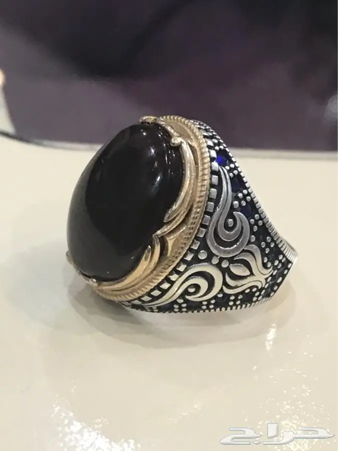 خاتم عقيق ياماني فضه كبدي 