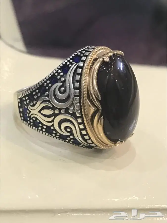خاتم عقيق ياماني فضه كبدي  (image 1)