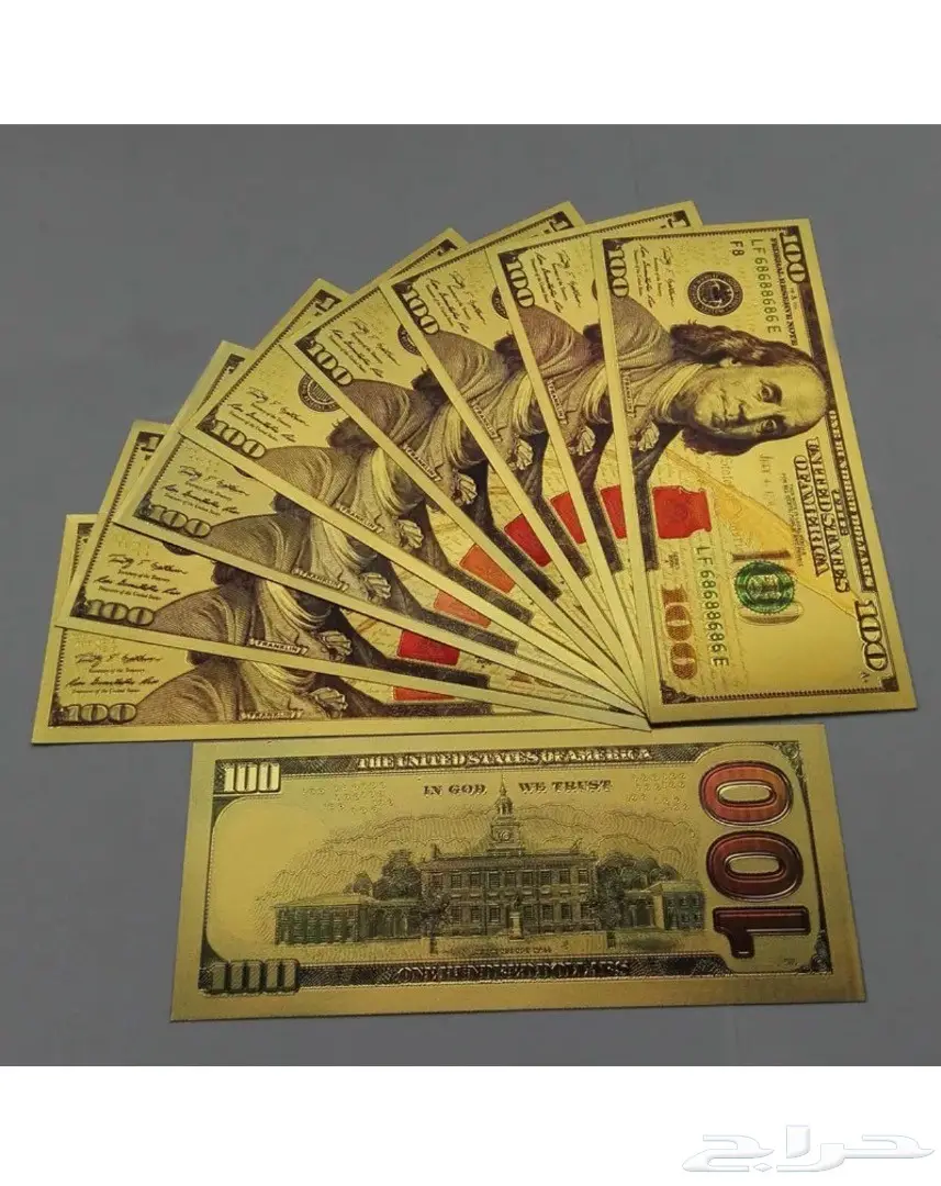 عدد 10 فئة 100 دولار مذهبه