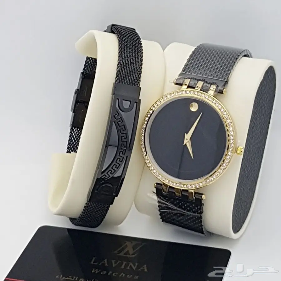 طقم رجالي ساعة وسوار حصيرة مع ضمان (image 3)