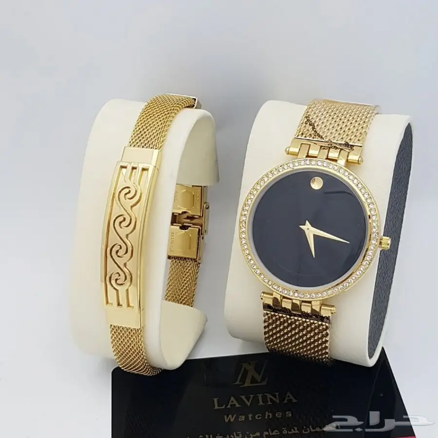 طقم رجالي ساعة وسوار حصيرة مع ضمان (image 9)