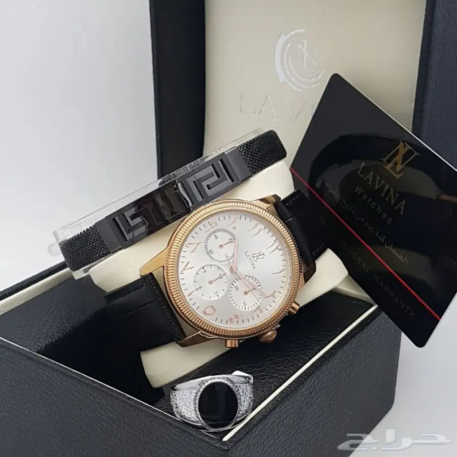 طقم ساعة كالفن رجالي حصير مع سوار بضمان (image 11)