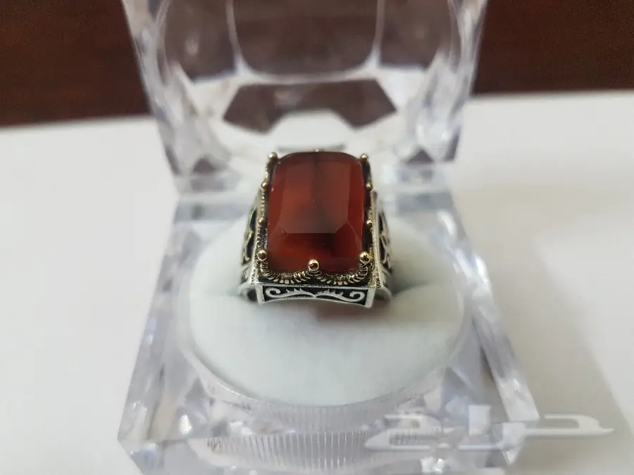 خاتم عقيق يمني رماني نادر وفريد - فرصة لا تُفوّت! (image 2)