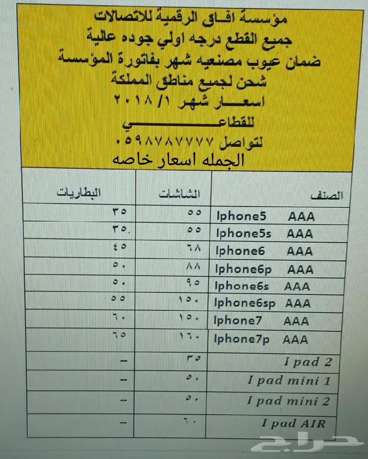 شاشات ايفون درجه اوليAAA جوده عاليه