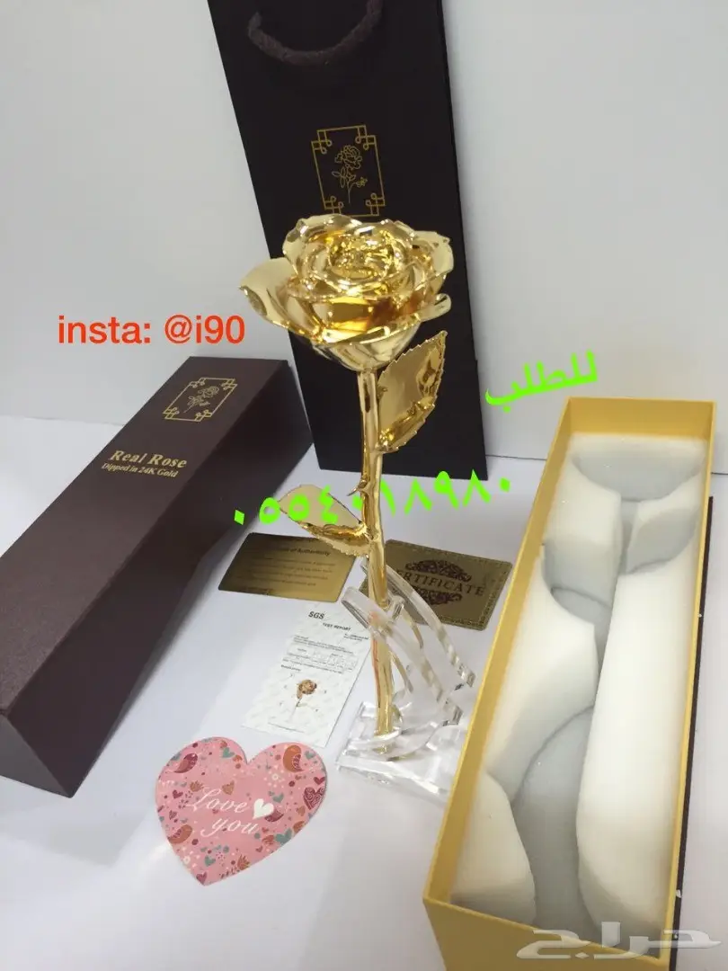اجمل هدايا ورده حقيقيه مطليه ذهب عيار24 جودة1