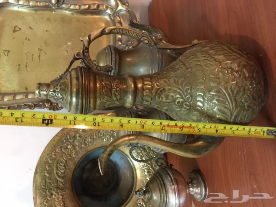 ابريق قديم نحاس صحن تراث (image 3)