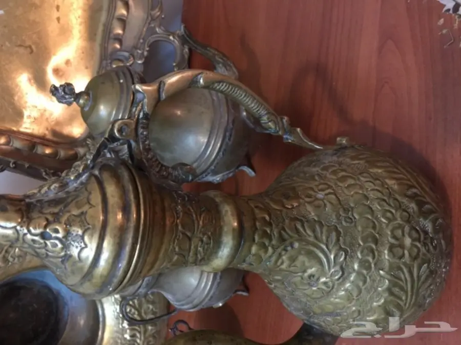 ابريق قديم نحاس صحن تراث (image 4)