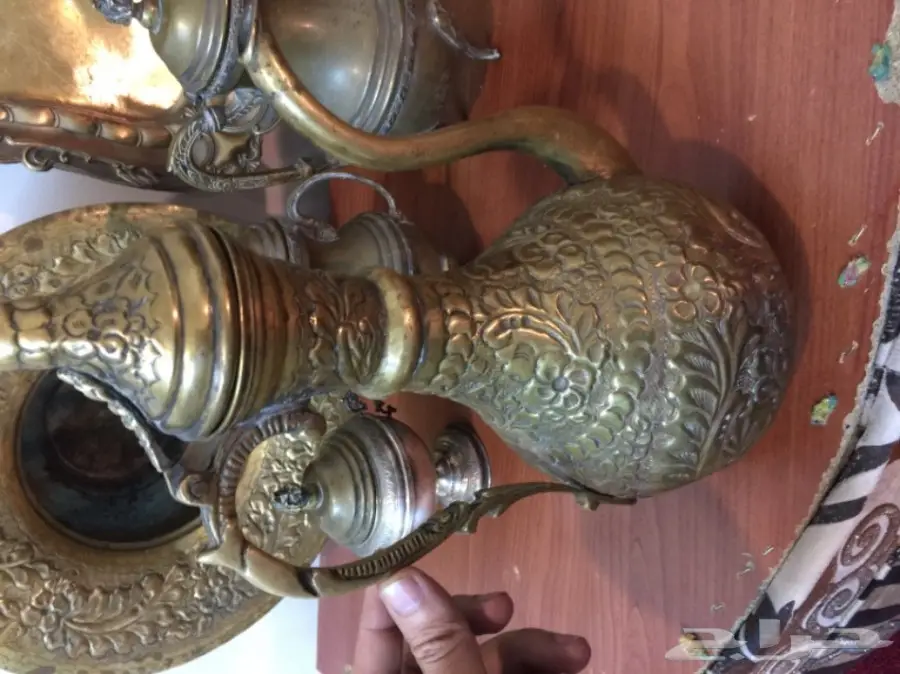 ابريق قديم نحاس صحن تراث (image 5)