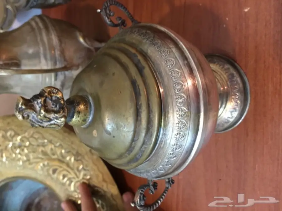 ابريق قديم نحاس صحن تراث (image 9)