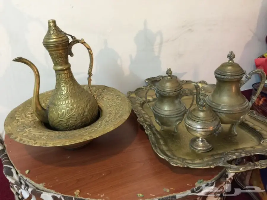ابريق قديم نحاس صحن تراث (image 13)