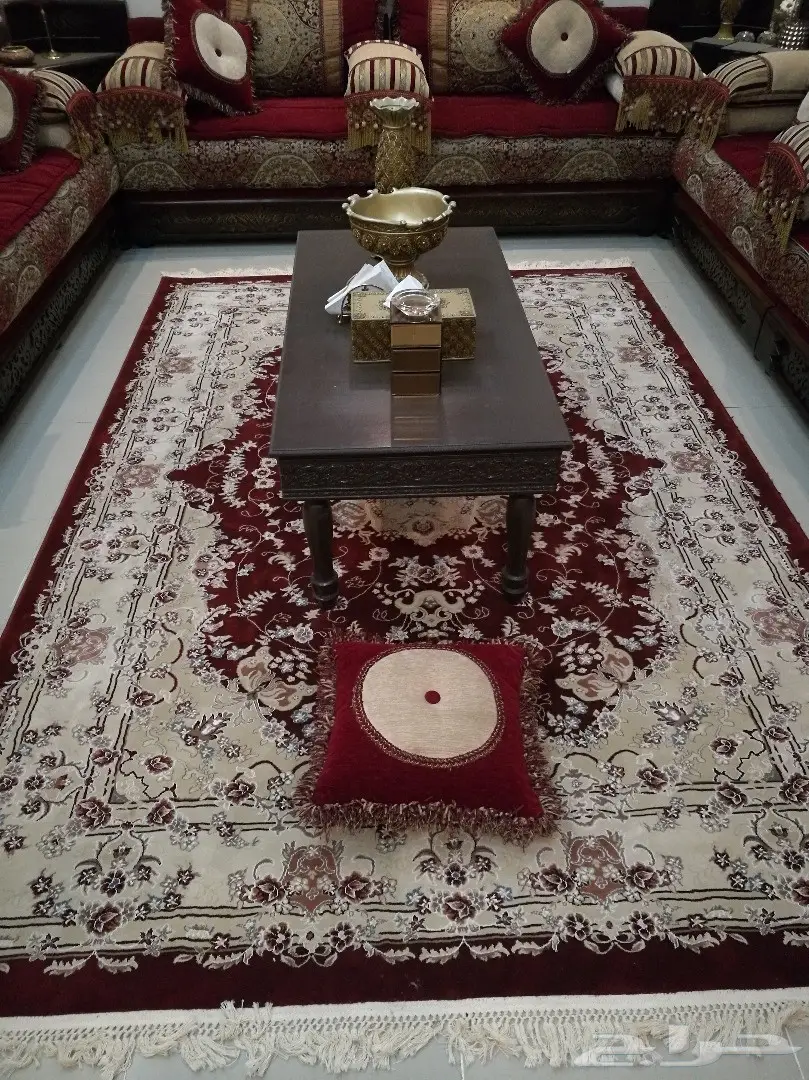 مجلس مغربي احمر عودي لونين احمر وبيج (image 7)
