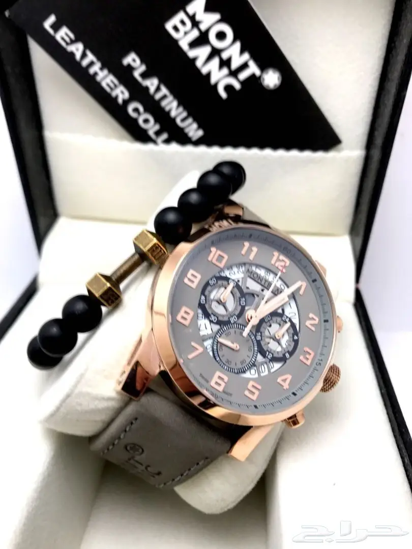 كوبي ون ماركة مونت بلانك ساعةمع سوارة جلدنضيف