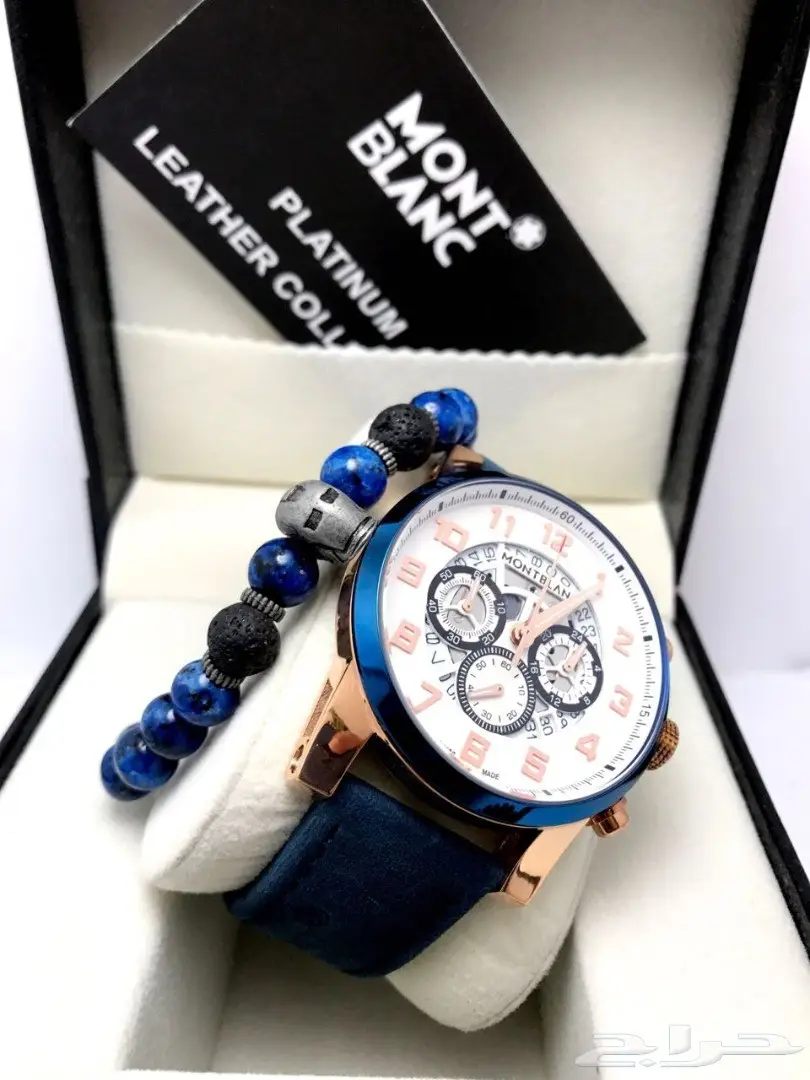 كوبي ون ماركة مونت بلانك ساعةمع سوارة جلدنضيف (image 1)