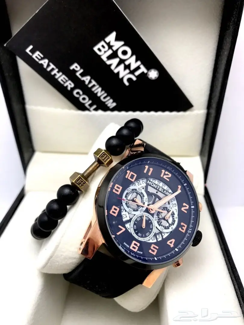 كوبي ون ماركة مونت بلانك ساعةمع سوارة جلدنضيف (image 2)
