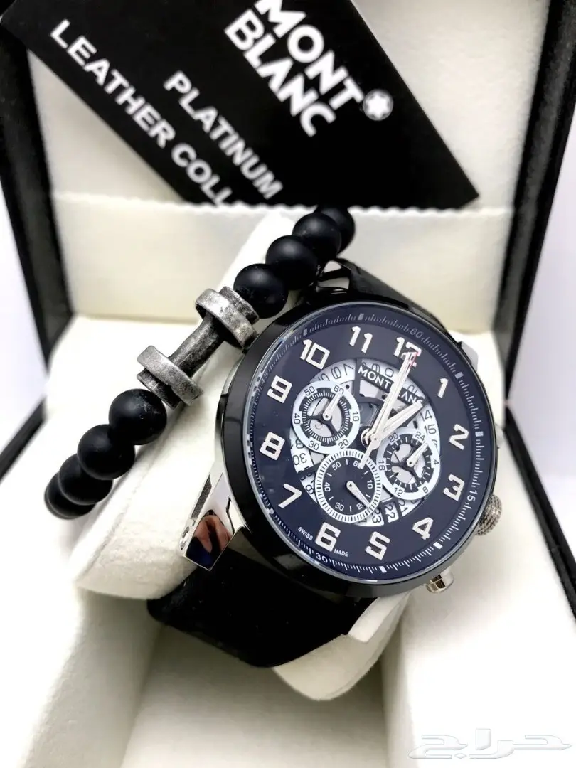 كوبي ون ماركة مونت بلانك ساعةمع سوارة جلدنضيف (image 3)