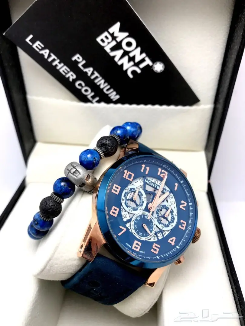 كوبي ون ماركة مونت بلانك ساعةمع سوارة جلدنضيف (image 4)