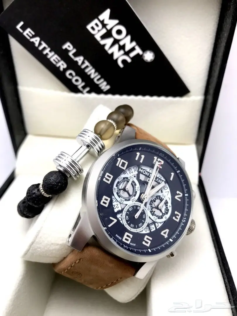 كوبي ون ماركة مونت بلانك ساعةمع سوارة جلدنضيف (image 7)