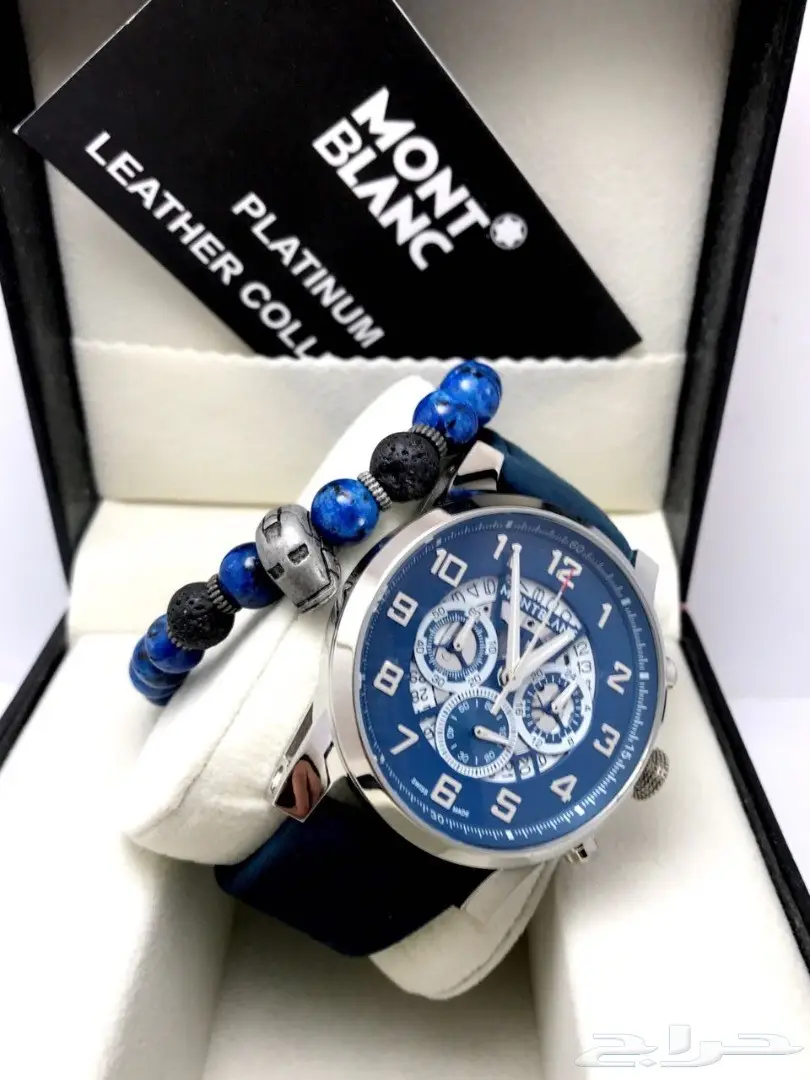 كوبي ون ماركة مونت بلانك ساعةمع سوارة جلدنضيف (image 8)