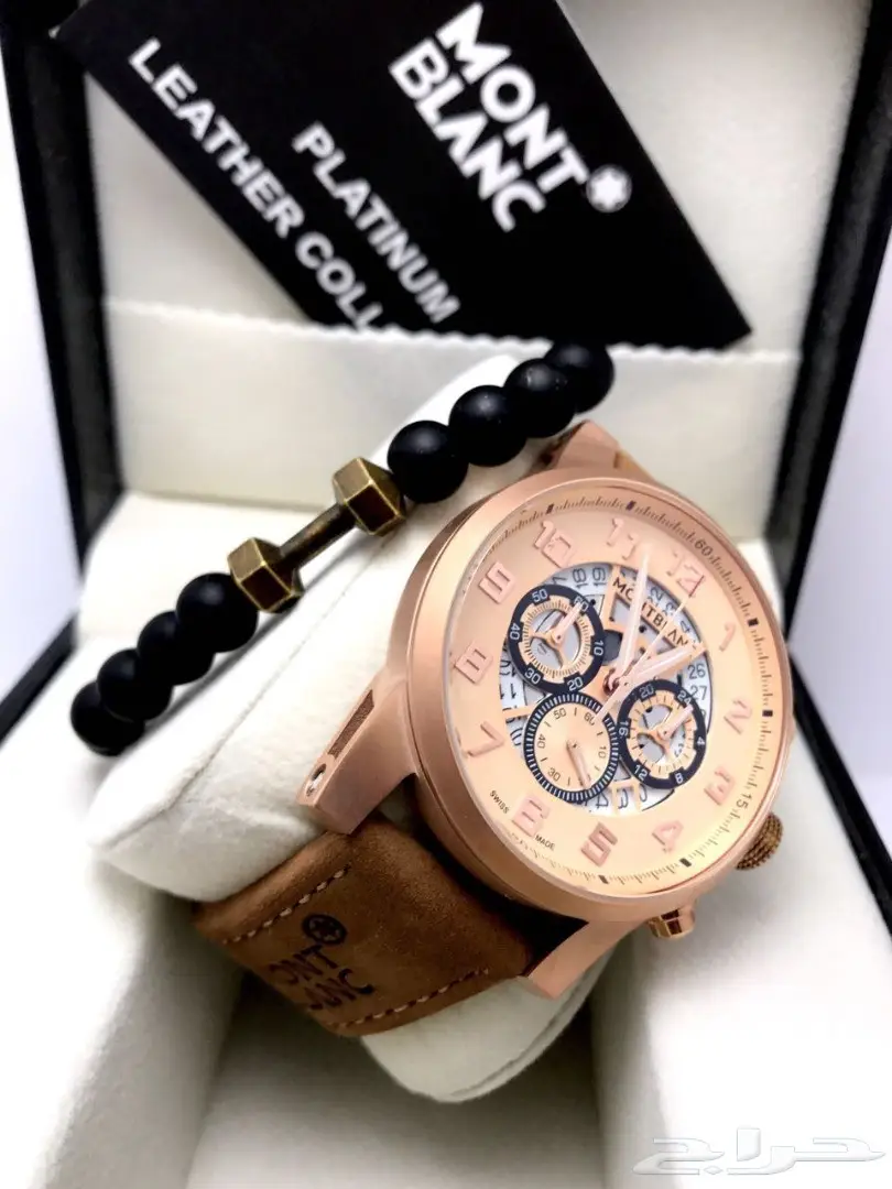 كوبي ون ماركة مونت بلانك ساعةمع سوارة جلدنضيف (image 9)