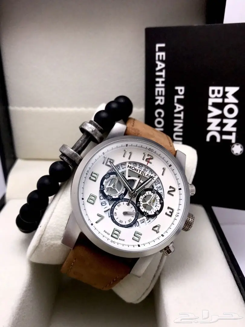 كوبي ون ماركة مونت بلانك ساعةمع سوارة جلدنضيف (image 13)