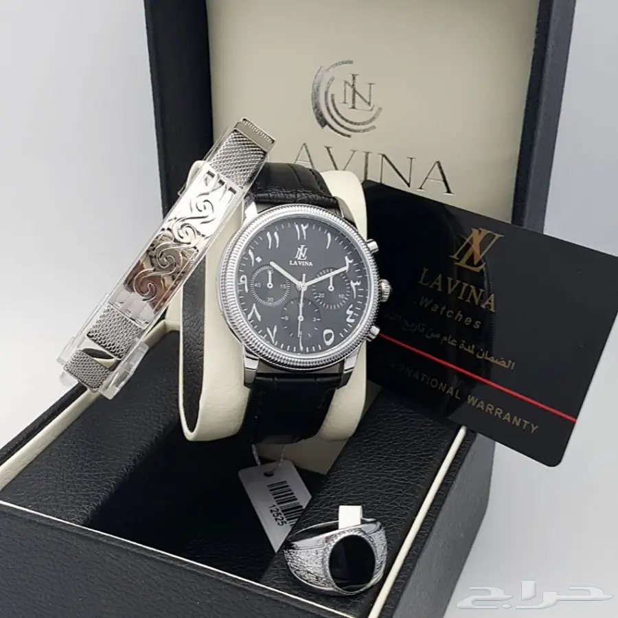  طقم ساعة كالفن رجالي حصير مع سوار بضمان (image 4)