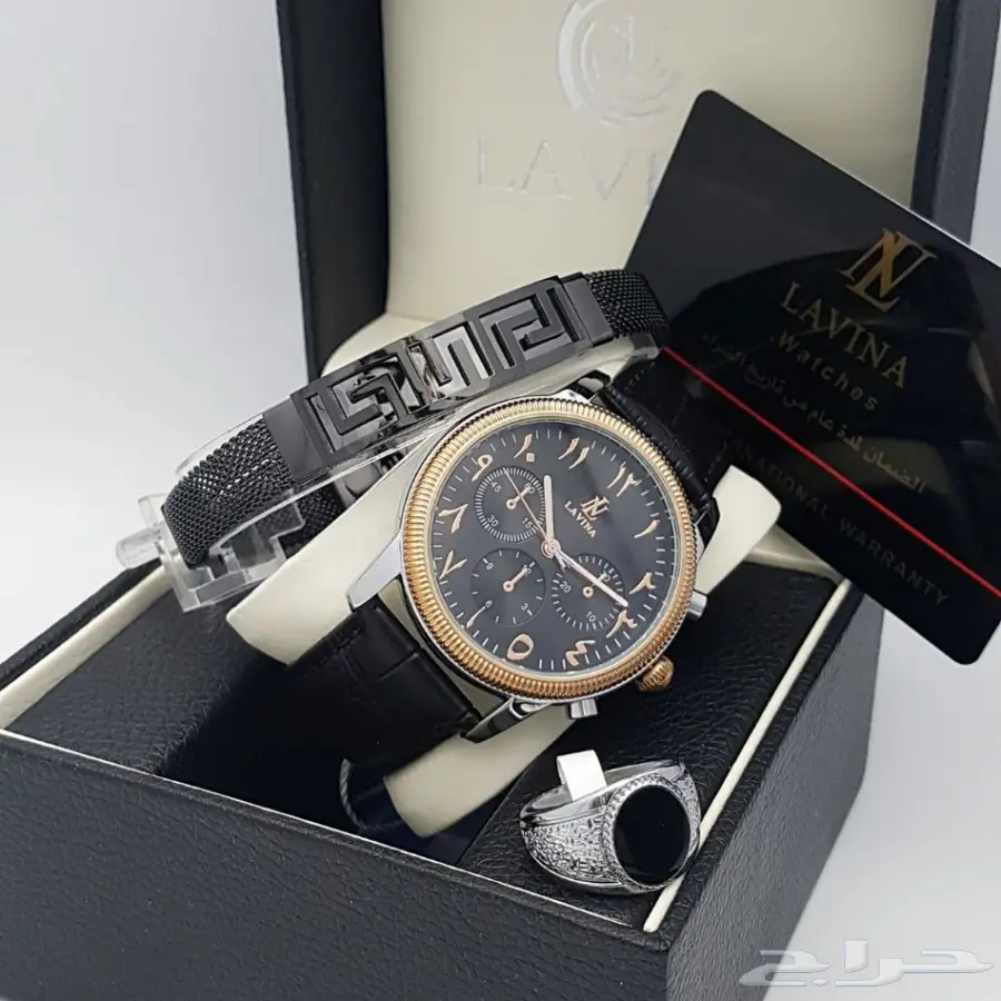  طقم ساعة كالفن رجالي حصير مع سوار بضمان (image 6)