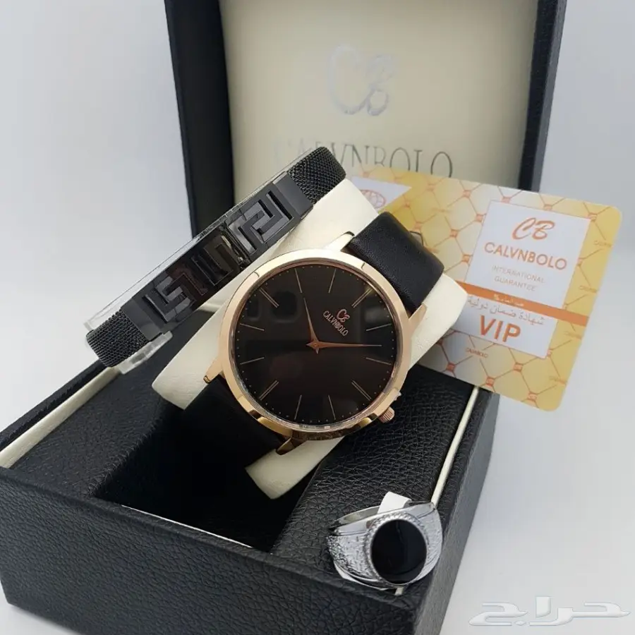  طقم ساعة كالفن رجالي حصير مع سوار بضمان (image 7)