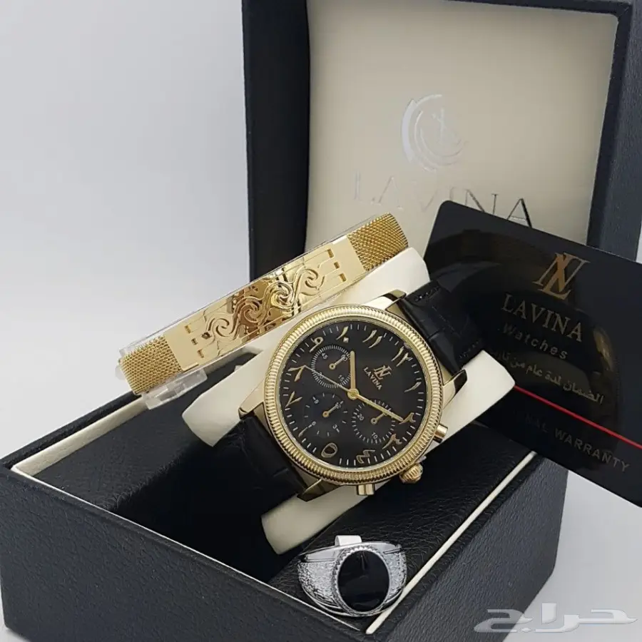  طقم ساعة كالفن رجالي حصير مع سوار بضمان (image 12)