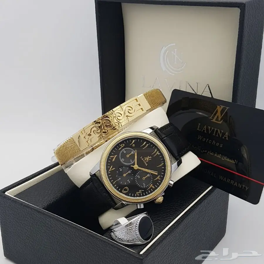  طقم ساعة كالفن رجالي حصير مع سوار بضمان (image 13)