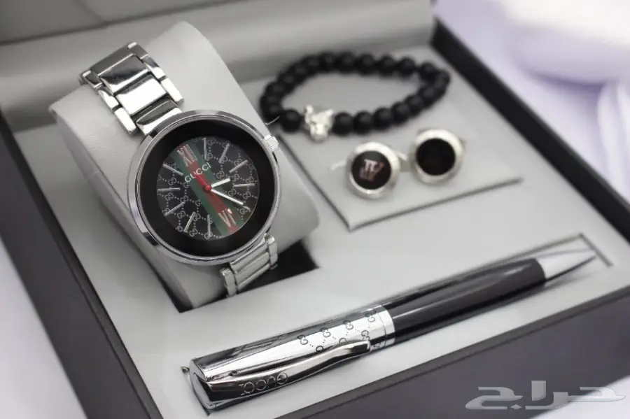 طقم قلم وساعه وكبك واسواره  رجالية من قوتشي (image 1)