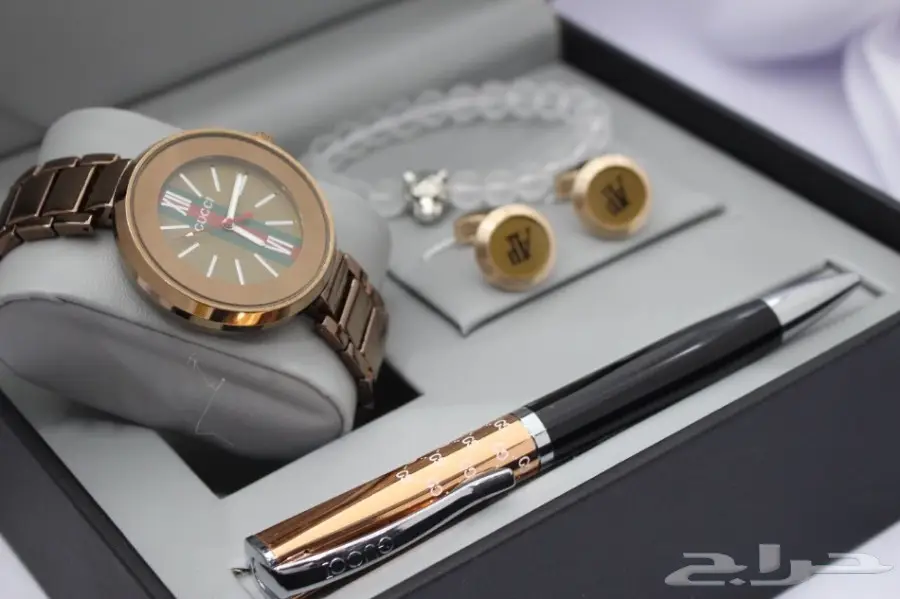 طقم قلم وساعه وكبك واسواره  رجالية من قوتشي (image 3)
