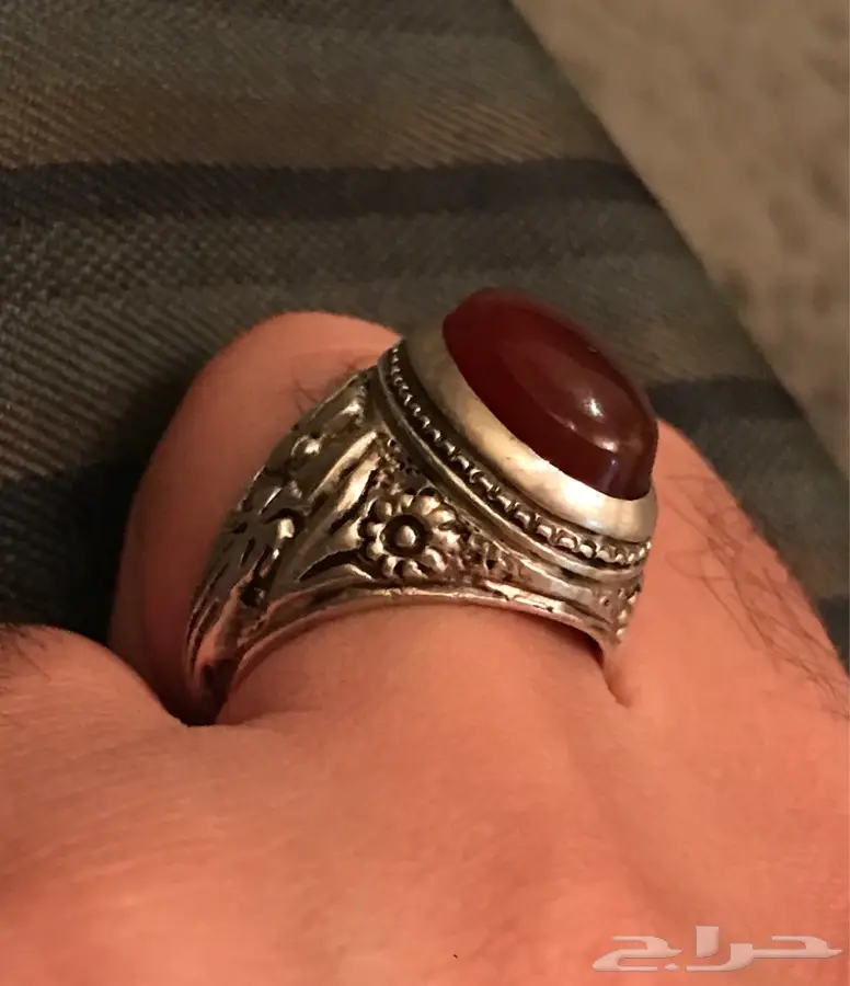 خااتم كبدي بفضه نقش يدوي قديم (image 3)