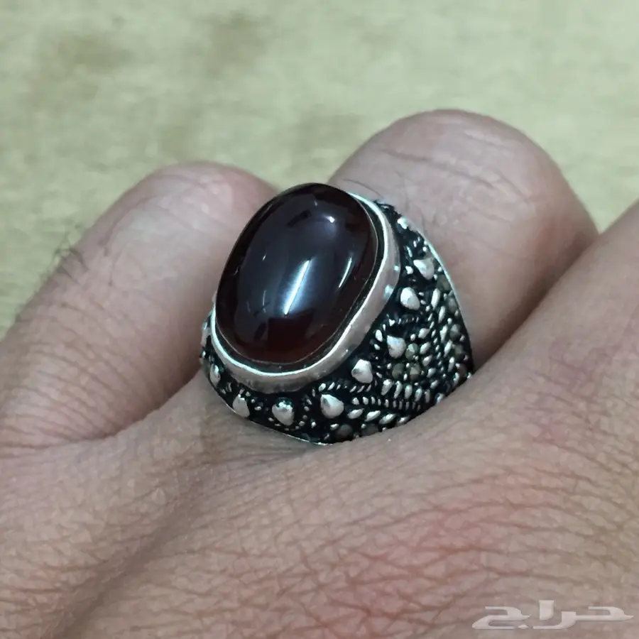 مزاد لمدة ساعتين فقط علي خاتم عقيق كبدي (image 1)