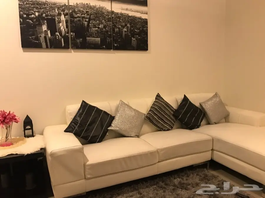 كنب ابيض ومكتب 