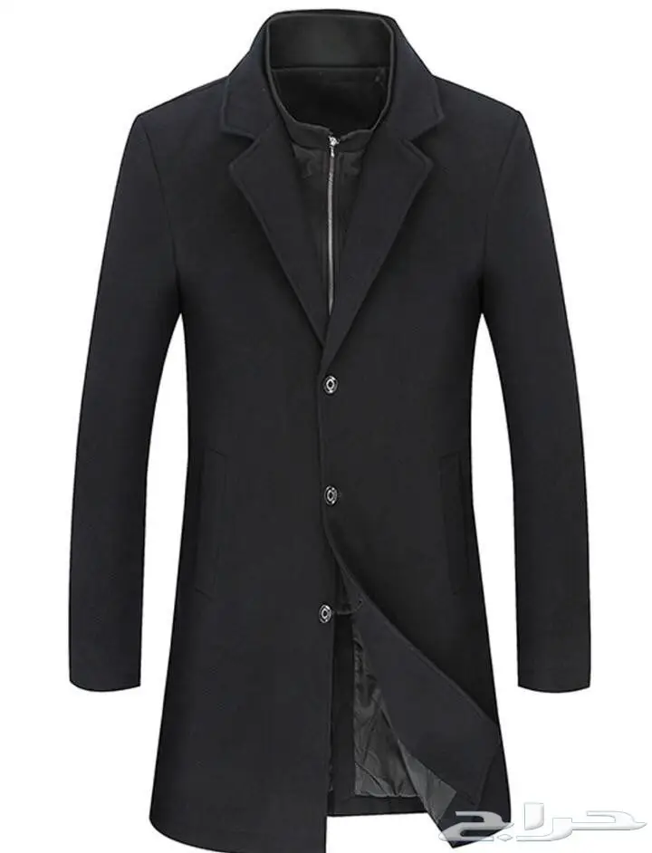 بالطو طويل صوف أسود 