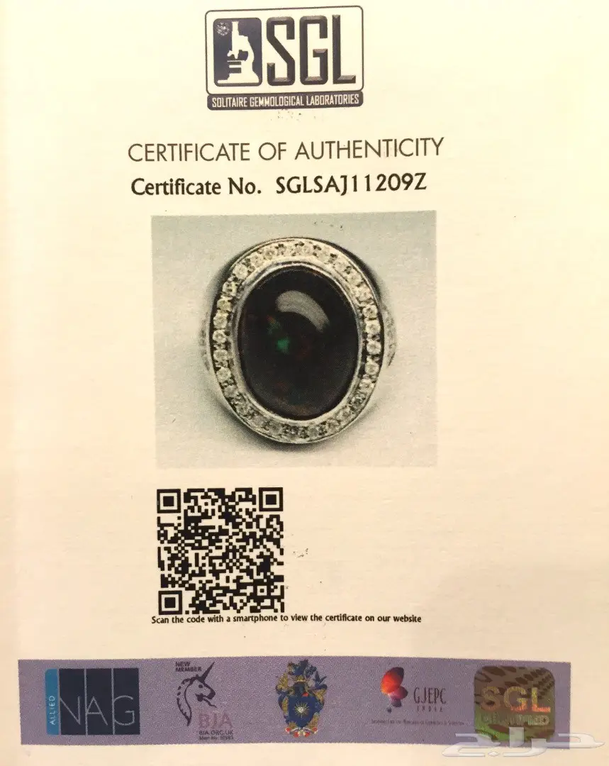 خاتم اوبال وفضة مرصع بالألماس - شهادة سوليتير أصلية (image 7)