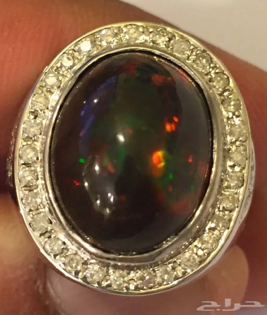 خاتم اوبال وفضة مرصع بالألماس - شهادة سوليتير أصلية (image 5)
