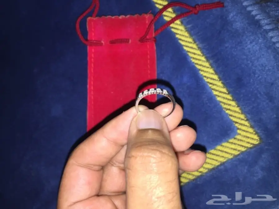 خاتم نسائي ذهب أبيض والماس (image 1)