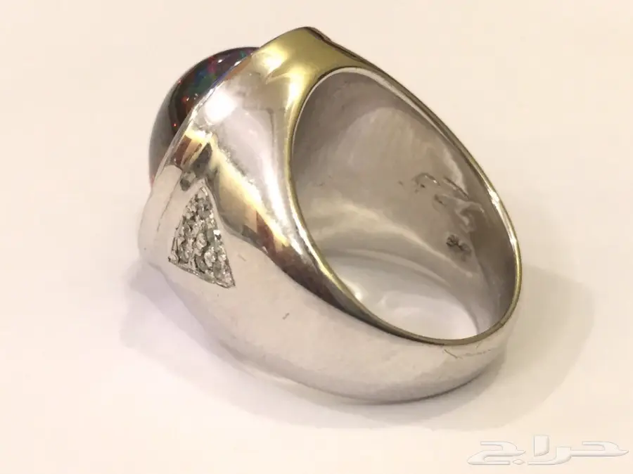 خاتم اوبال وفضة مرصع بالألماس - شهادة سوليتير أصلية (image 4)