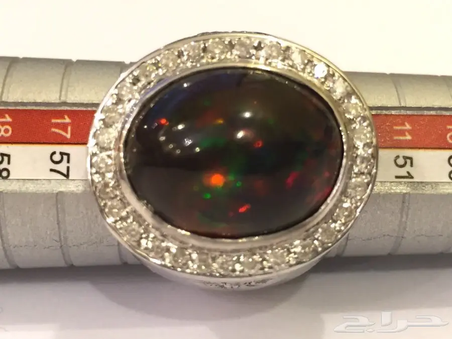 خاتم اوبال وفضة مرصع بالألماس - شهادة سوليتير أصلية (image 6)