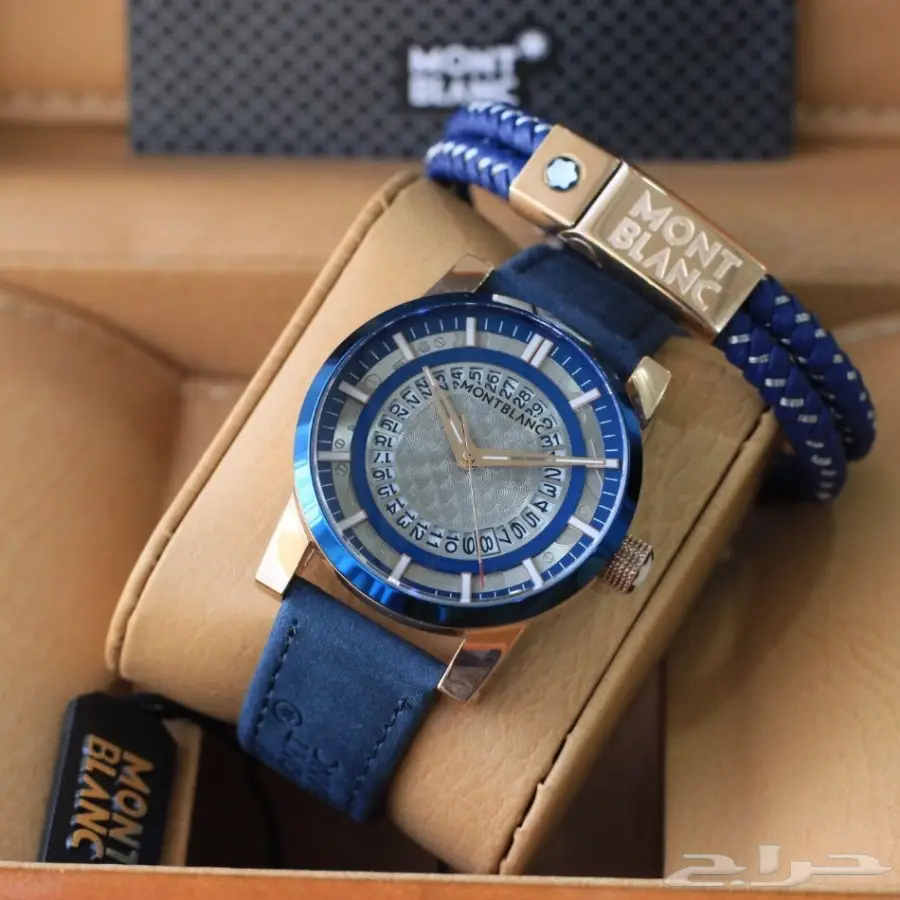 ساعات ماركة مونت بلانك مع اسوارة رجالية روعة 