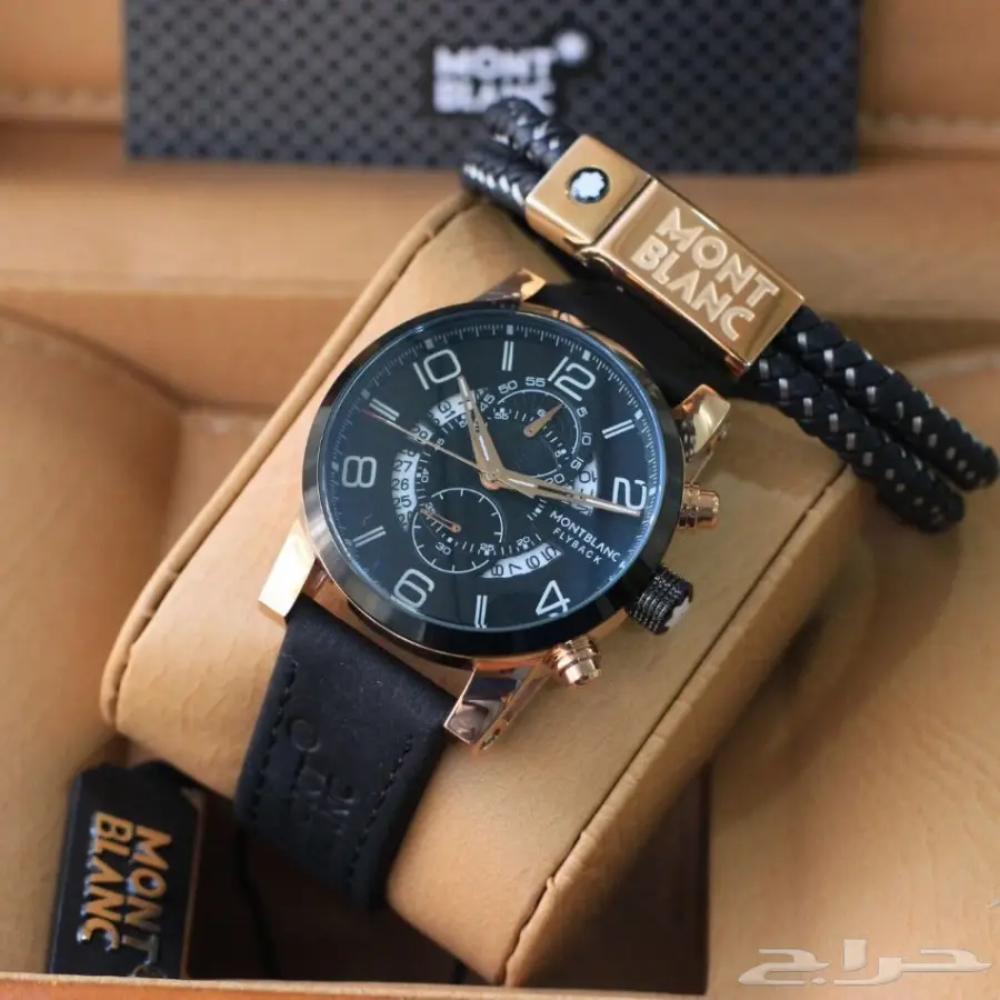 ساعات ماركة مونت بلانك مع اسوارة رجالية روعة  (image 1)