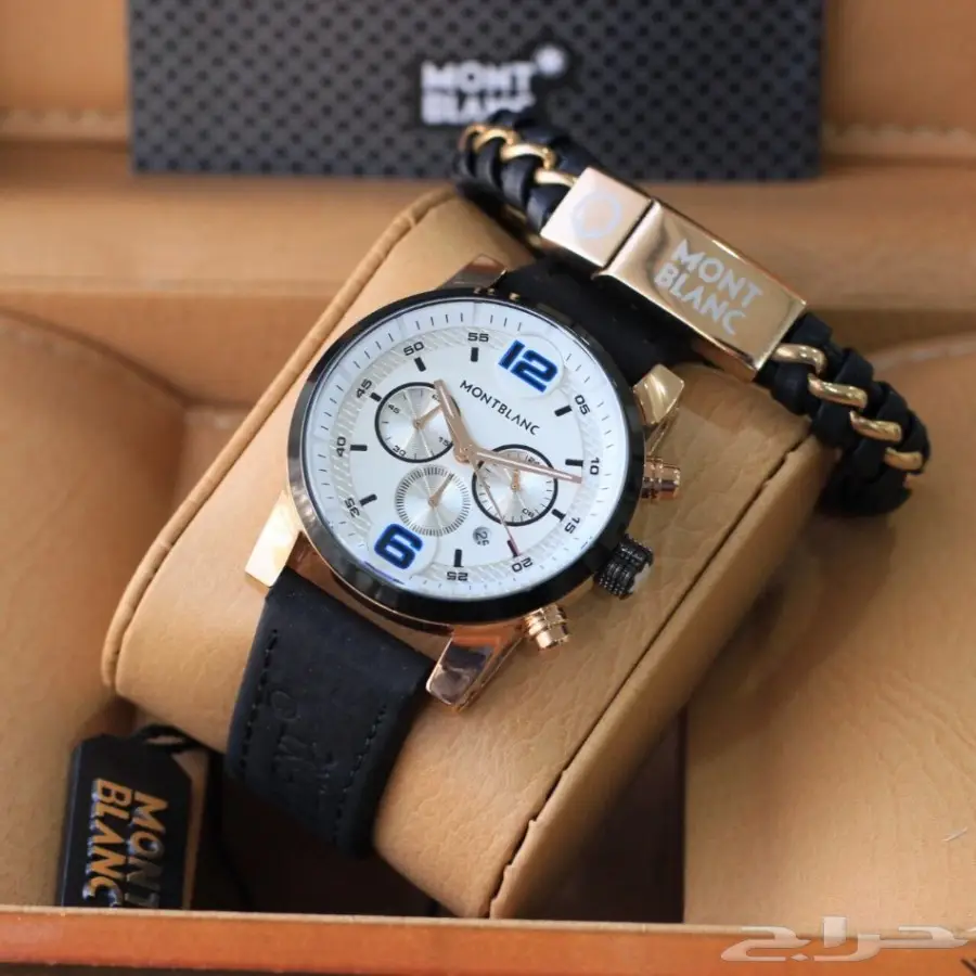 ساعات ماركة مونت بلانك مع اسوارة رجالية روعة  (image 2)