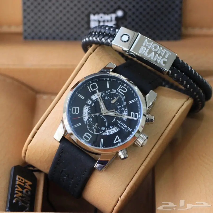 ساعات ماركة مونت بلانك مع اسوارة رجالية روعة  (image 3)